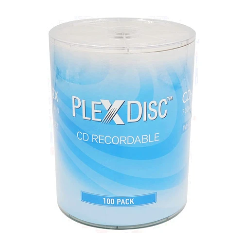 PlexDisc CD-R 700MB 52X White Inkjet Hub Printable Recordable Media - 100pk Blank CDs for Burning Music, Data, Photos, CDR Discs, Writable CD, Empty CD-R, (No Container) FFB