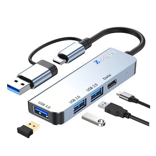 Znoogrn USB Hub USB C hub multiport Adapter, 4 in 1 USB Extender with USB 3.0, 2 USB-A Ports and 1 USB-C Data Port, USB C Spliter for MacBook Pro, Chromebook, Laptop, PC, etc