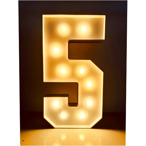 FAYLISVOW 2.4FT/28.7in Marquee Light up Number 5 Marquee Numbers with Lights for Birthday Party Large Mosaic Frame Letter Cardboard Pre-Cut Giant Cut-Out Thick Foam Board Sign Diy Decorations Anniversary