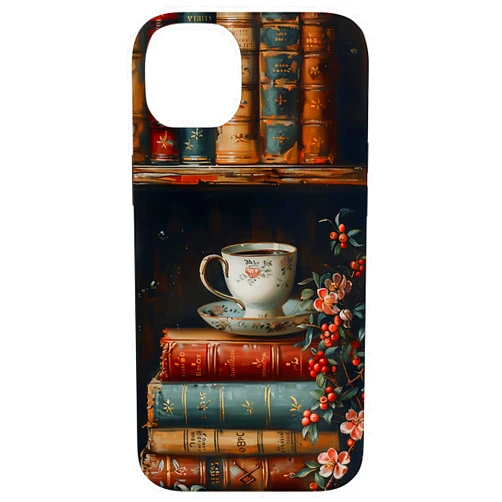 Books Coffee and Flowers Vintage Library Bibliomane lovers Case for iPhone 14 Plus