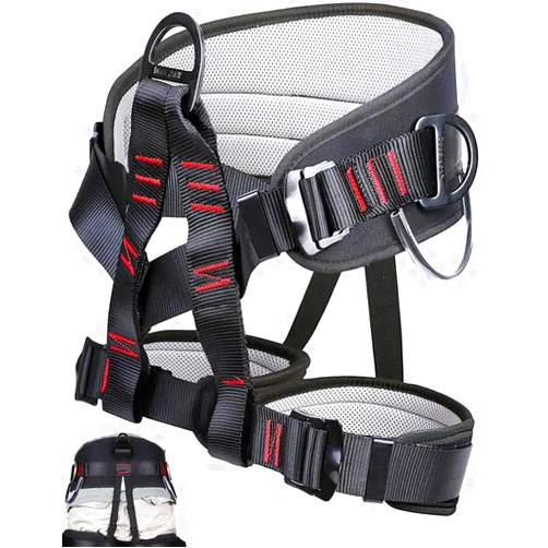 Ttechouter Adjustable Thickness Climbing Harness Half Body Harnesses for Fire Rescuing Caving Rock Climbing Rappelling Tree Protect Waist Safety Belts