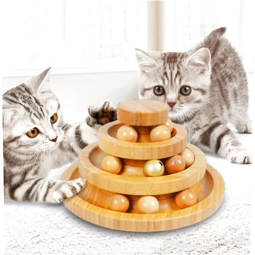 DoogCat Cat Ball Track Toy,Kitty Toys Roller,3-Level Ball Tower with 9 Removable Balls,Interactive Cat Toy, DIY Circle Fun Toy for Kitten Mental Physical Exercise - Medium Size
