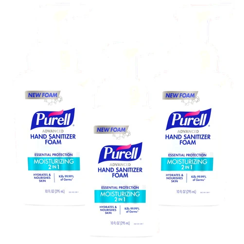 Purell Advanced Hand Sanitizer 2in1 Moisturizing Foam, Naturally Fragranced with Essential Oils, 10 oz Pump Bottle (Pack of 3), 3002-06-EC