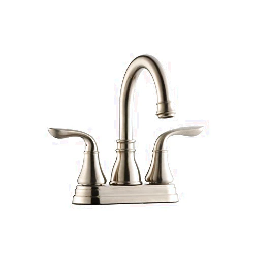 Derengge Two-Handle Brushed Nickel Bathroom Faucet with Pop up Drain, 360° Swivew Spout Bathroom Sink Faucet,045-FS BN