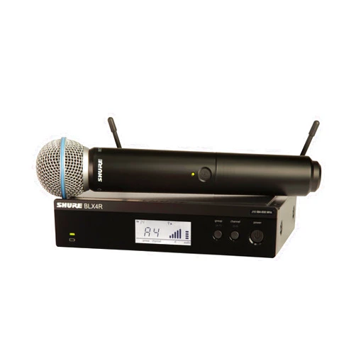 Shure BLX24R/B58 Wireless Microphone System - 14-Hour Battery Life, 300 ft Range, UHF | BETA 58A Handheld Vocal Mic, Single Channel Rack Mount Receiver | H9 Band (BLX24R/B58-H9)