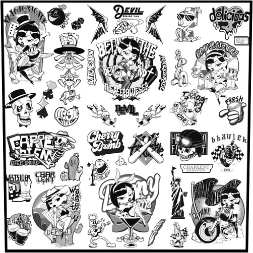 CHARLENT CHARLNET 6 Sheets Vintage Temporary Tattoos for Adults Women Men - Realistic Large Pin-up Lady Skull Tattoo Stickers For Men Women Adult Body Art,Waterproof