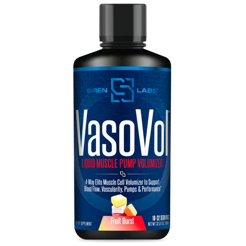 SIRENLABS Siren Labs Vaso-VOL Liquid Muscle Pump Volumizer with Agmatine Sulfate - Pre Workout for Men to Take Your Workouts to The Next Level with Vascularity and Performance (Fruit Burst)