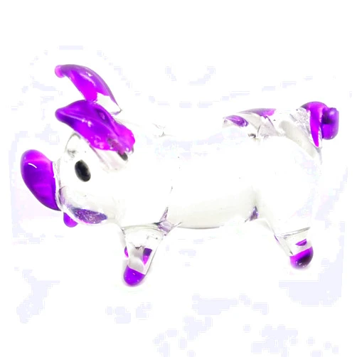 POJPANAPUT Purple Pig Glass Figurines Collectibles Hand Blown Art Animals Decor Sculpture Desk Table Ornament