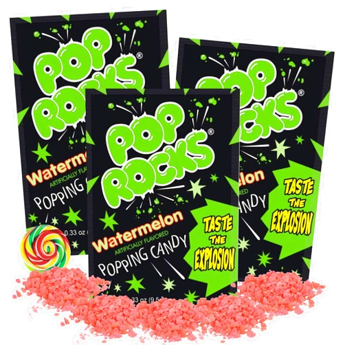 Needzo Pop Rocks Fizzing Candies, Watermelon Flavored Popping Candy, Throwback Vintage Sweet Snacks, Party Favors or Movie Night Treats, 3 Pack, 0.33 Ounces