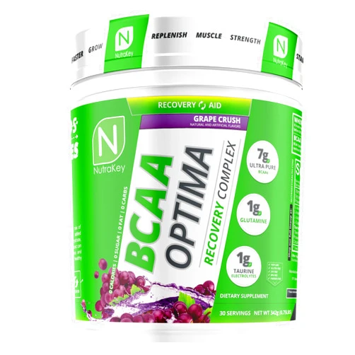 NutraKey BCAA Optima Post Workout Recovery Complex, No Sugar, No Carb, Recovery Aid, Grape