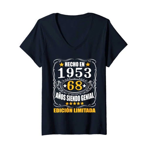 Regalos 68 Años Cumpleaños Para Hombres Mujer Womens 68 Años Cumpleaños Regalo Para Hombre Mujer Hecho En 1953 V-Neck T-Shirt
