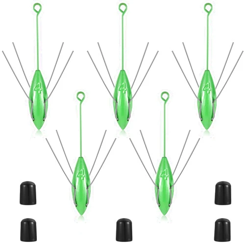 Libima 5 Pcs Sputnik Sinker Surf Weight Long Tail Fishing Sinkers Fishing Equipment Sputnik Surf Weight for Sea Sand Ocean Beach, Green