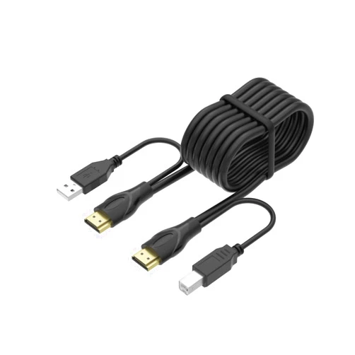 Yinker 10ft/3m USB HDMI KVM Cable for HDMI KVM Switch，Integrated with HDMI USB A to HDMI USB B