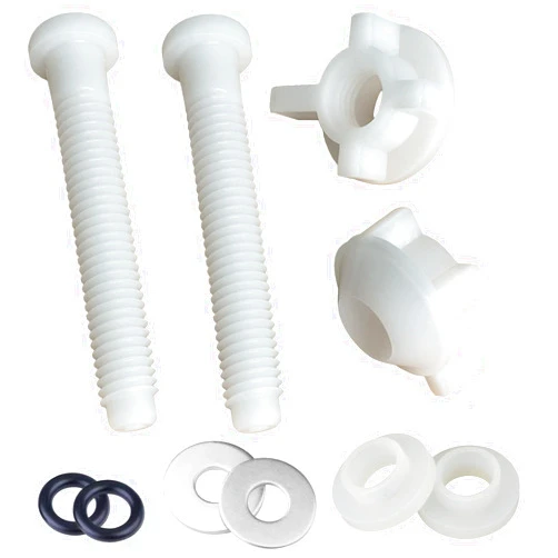 NZRAQK 2 Pack Universal White Plastic Toilet Seat Screws Replacement, Toilet Seat Hinges Bolts and Nuts For Top Mount Toilet lid Fastener Parts Kit