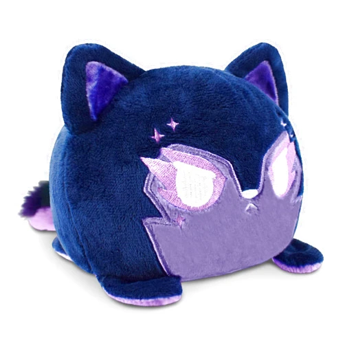 TeeTurtle - The Original Reversible Wolf Plushie - Galactic Purple - Cute Sensory Fidget Stuffed Animals That Show Your Mood