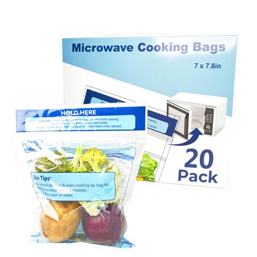 TMEDW 20 Pack Steam Cooking Bags, Steam Food Storage Bags, Microwave Steamer Bags for Vegetables, Seafood and Meat, Microwave and Freezer Safe