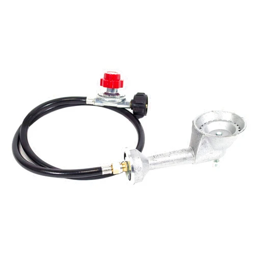 Gas One GasOne 50200+2109 High Pressure Cast-Iron Round Burner Head with Brass Fitting O, Regulator & Hose