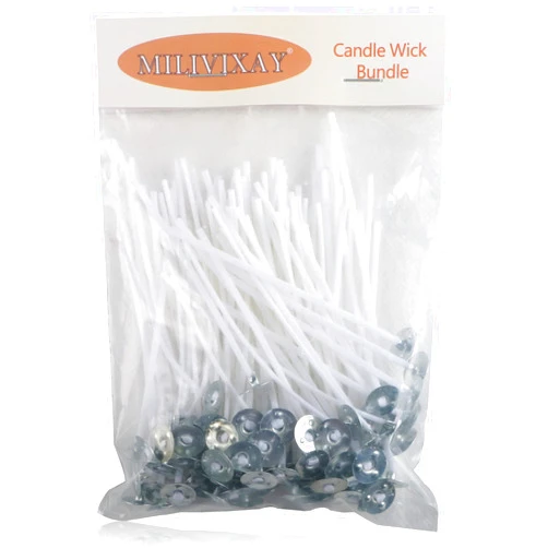 MILIVIXAY 100 Piece 3.5 inch Candle Wicks-Pre-Waxed-Candle Wicks for Candle Making.