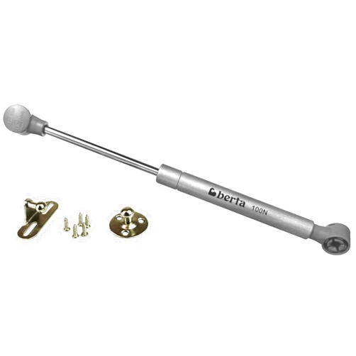 Berta 10 Inch 100N/22 LB Hydraulic Soft Open Gas Springs/Struts for Cabinets, Furniture Cabinet Doors Lift/Lid Stay/Support Hinges for RV Platforms with Brackets and Screws (2, Silver)
