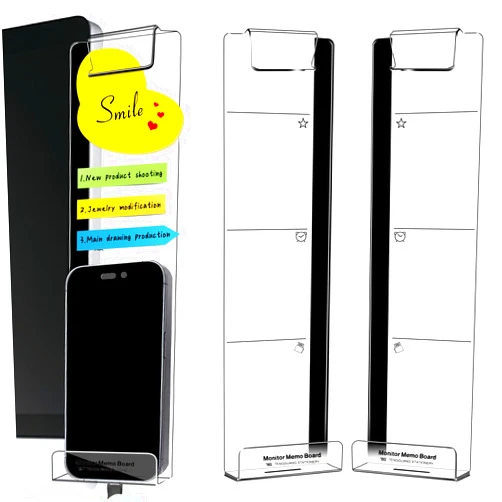 DNTESR Computer Monitor Memo Board/Multifunctional Monitors Message Board/Computer Monitor Side Panel Sticky Notes Storage Rack - with Phone Holder - 1Set (Left and Right)