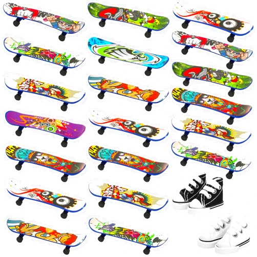 ONEST 26 Pieces Mini Fingerboards Skateboard Set Creative Fingertips Movement Mini Skateboard Starter Kit Finger Sports Party Favors Novelty Toy Gift for Kids