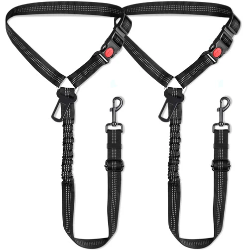 Pavsrmy 2 Packs Dog Seat Belt for Car, Upgrade 3-in-1 Dog Seatbelt with Adjustable Metal Buckle, Safety Headrest Restraint Dog Car Harness with Elastic Bungee for Small Medium Large Dogs Pet