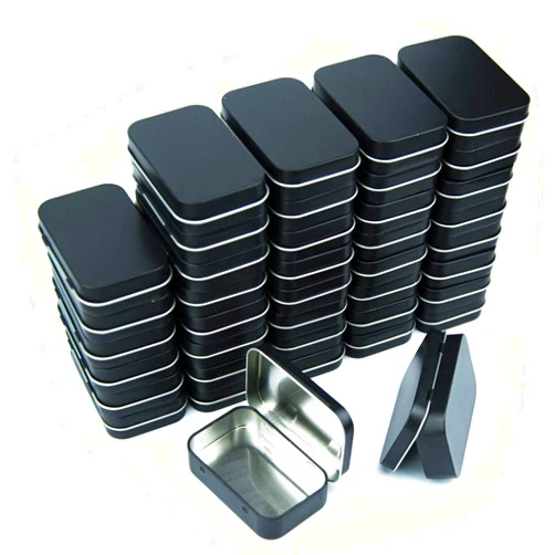 Aybloom Metal Rectangular Empty Hinged Tins - Black Mini Portable Box Containers Small Storage Kit & Home Organizer for Storage Drawing Pin Candies Jewelry Crafts(Black, 40 Pack)