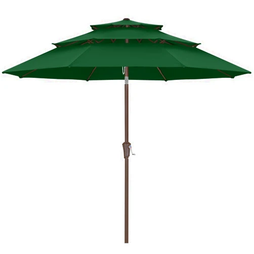 ABCCANOPY 9Ft 3 Tiers Market Umbrella, Outdoor Table Umbrella for Patio, Deck, Backyard (Forest Green)
