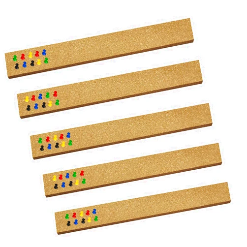 Runloon Cork Bulletin Board,5 Pcs Rectangular Frameless Multipurpose Cork Batten Strips for Office, School,Home Memo or Decoration, 2x15 inches,with 35 Pushpins Cork Board Strips for Walls Self Adhesive