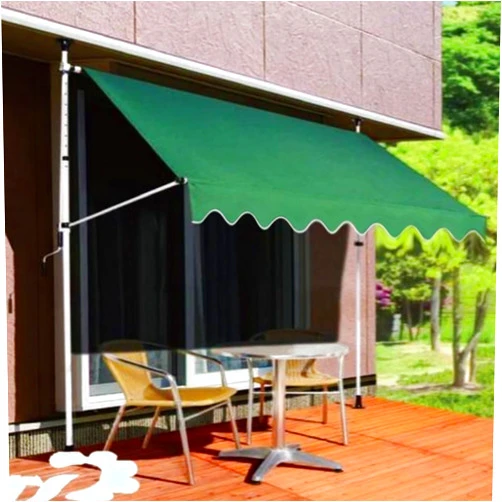 Tazyee Retractable Awning Manual Retractable Window Awning Canopy Cover Outdoor Patio Awning Sunshade Shelter 78-157 Inch,Height Adjustable,with Handle Crank Fabric Door Overhead Canopy