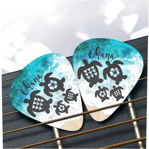 JSPTOMTT Beach Turtle Guitar Picks 12 Pcs for Acoustic Guitar Thin Medium Heavy, Eectric Guitar Mandolin and Bass Bulk Guitar Pick with Case