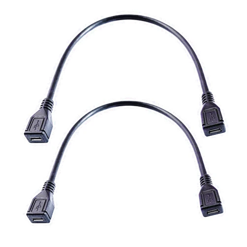 Kallaudo Micro-USB Extension Cable 1Ft/30cm Micro USB 2.0 5 Pin Female to Female Socket Charging & Data Sync Adapter Cable, Black(2 Pack)