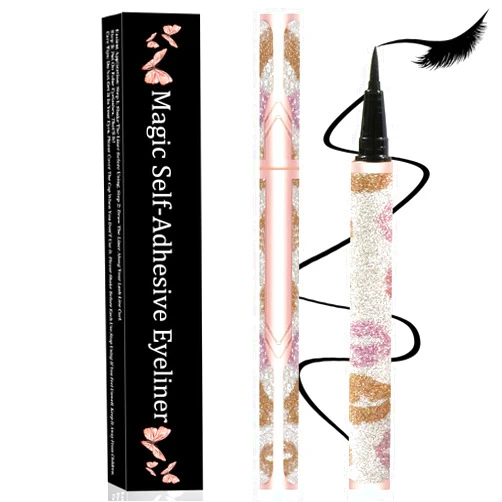 FFSTA Lash Glue Pen,2 in 1 Upgraded Self-Adhesive Eyeliner Eyelash Glue Pen with Waterproof Long-Lasting,Super Slim Makeup Eyeliner Glue Pen for Eye Makeup and Wear Normal False Eyelashes