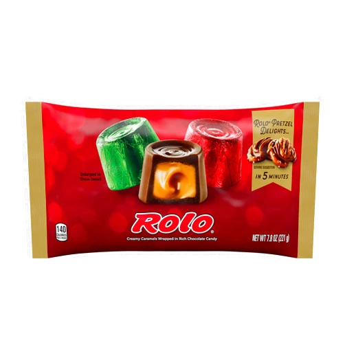 ROLO Creamy Caramels Wrapped in Rich Chocolate Candy, Christmas, 7.8 oz Bag