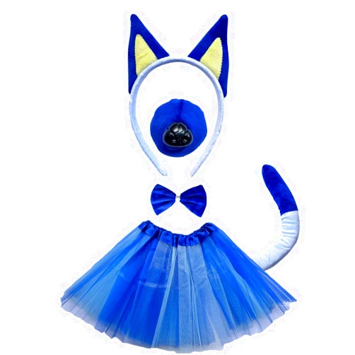 Mbpersist Fox Dog Fancy Dress Costume Set for Kids with Ears Headband Tail Nose Bow Tie Tutu Skirt for Halloween Party
