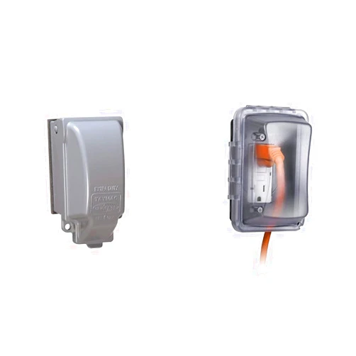 TayMac MX3200 RaynGuard Extra Duty Metal Weatherproof in-Use Cover, 1-Gang, Gray, 3.55 x 3.37 x 6.12 & MM410C Single Horizontal/Vertical Mount 1-Gang Weatherproof In-Use Electrical Outlet Cover