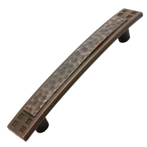 GlideRite Hardware 4244-ORB-25 3.75 inch CC Hammered Mission Style Cabinet Handle Pulls 25 Pack, Oil Rubbed Bronze Finish, 25 Piece