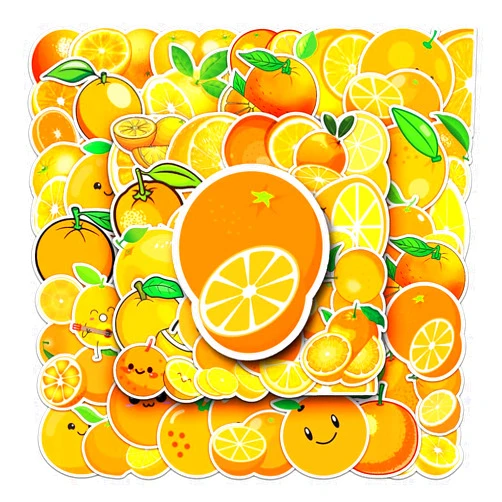 JUJUMAY Orange Stickers |50Pcs Orange Waterproof Vinyl Decals for Water Bottles Laptop Luggage Cup Computer Mobile Phone Skateboard Guitar Decor
