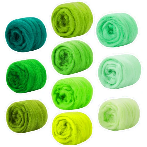 Mayboos 10 Colors Fiber Wool, Fiber Wool Yarn Roving, Spinning Wool Roving for Needle Felting, DIY Hand Spinning, Needle Felting Wool Craft, 10g/Color (Cool Colors)