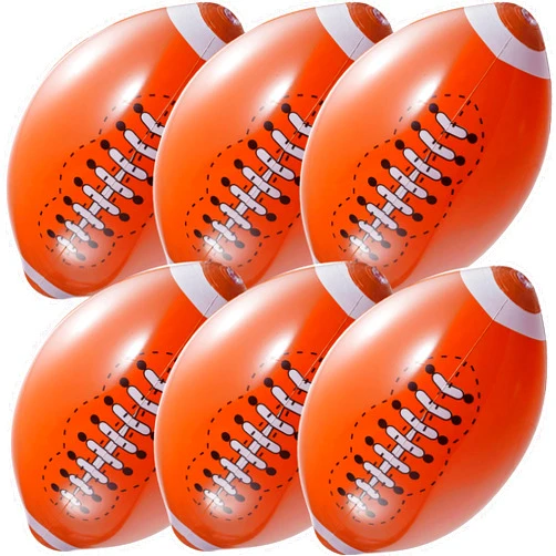 Bedwina Jumbo Inflatable Football Toys for Kids - (Pack of 12) 16-inch Blow Up Football Party Supplies Beach Balls Summer Pool Toys, Birthday Party & Football Party Decorations - Football Party Favors