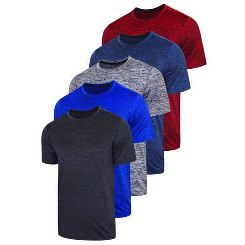 Liberty Imports 5 Pack Men’s Active Quick Dry Crew Neck T Shirts | Athletic Running Gym Workout Short Sleeve Tee Tops Bulk