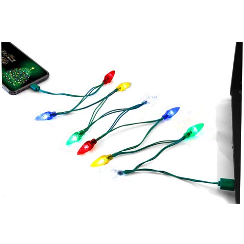 Fotbor LED Christmas Light Micro USB Cable, USB and Bulb Charging Cable 50Inch 10LED Multicolor Compatible with Samsung Galaxy S7 S6 S7 Edge S5,Note 5 4,LG G4,HTC,PS4,Camera,MP3 (Multicolor)
