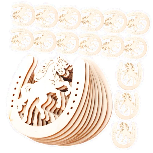 AUTSUPPL 48pcs Horseshoe Shaped Wooden Discs - Unfinished Cutouts for Horse Crafts - Ideal for DIY Home Decor Small Parties and Horseshoe Wedding Decorations Horseshoes for Craft &