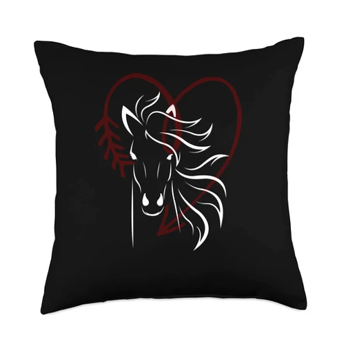 Pferde Shirt Mädchen Reiten Damen Bekleidung Women's Shirt for Riders and Horse Lovers Throw Pillow, 18x18, Multicolor