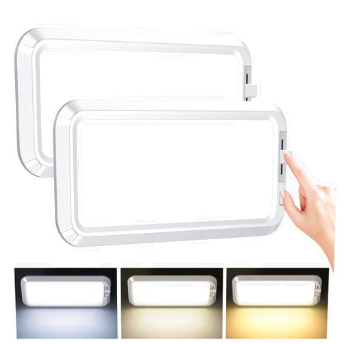BlueFire 700LM Dimmable Sliding Brightness RV Ceiling Dome Lights, 7W DC10-30V Super Bright RV Interior LED Lights for RVs, Campers, Motorhomes, Trailer (3 Color TEM- 2PCS)