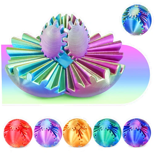 Minleway Gear Ball 3D Printed Spin Ball or Cube Fidget Toy,Gear Sphere Fidget Toy,Fidget Ball Gear Toy for Stress and Anxiety Relief, Stress Ball GearSphere Desk Toy for Adults (Blue Green Purple, 3.1 Inch)