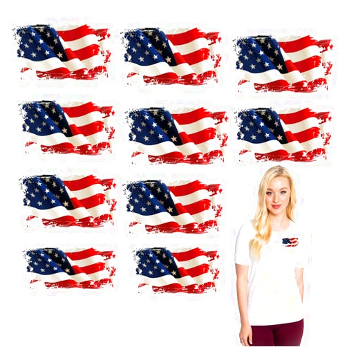 Ceresa Inc USA Heat Transfers Apppliques Flag Patches American Stickers Decals 10Pcs Patriotic Uniform Vest Jacket T-Shirt Backpack Hat Clothing DIY Decorations Appliques