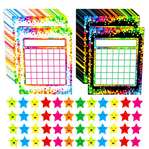 SpriteGru Format: Office Product 90 Pack Classroom Incentive Chart in 2 Designs with 2640 Star Stickers for Classroom Teaching or Family Using