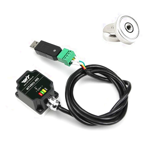 WitMotion WTVB01-485 IPX8 Waterproof Vibration Sensor Transducer, Modbus RTU 3-axis (XYZ) Vibration Displacement(2000um)+Speed(50mm/s)+Amplitude(180°), for Structural Health Monitoring