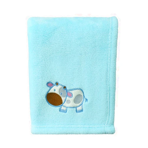 CREVENT 30''X40'' Cozy Fluffy Warm Fleece Infant Baby Blanket for Girls & Boys Toddler Crib Cot Stroller - Blue Cow